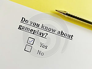 Questionnaire about gaming