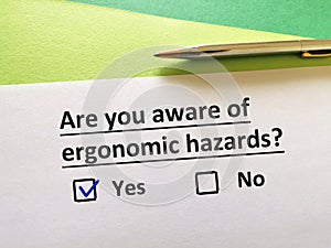 Questionnaire about hazard