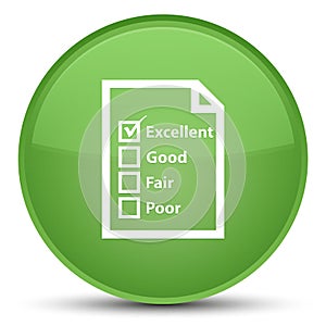 Questionnaire icon special soft green round button