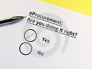 Questionnaire about procurement