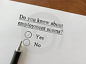 Questionnaire about scam and fraud
