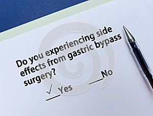 Questionnaire about side effects