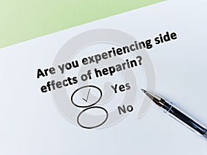 Questionnaire about side effects