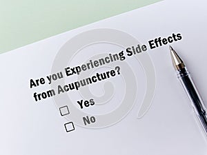 Questionnaire about side effects