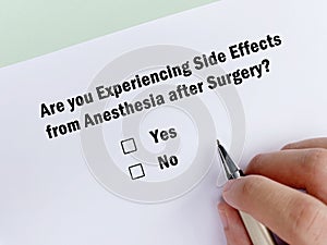 Questionnaire about side effects