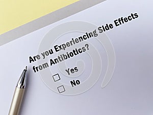Questionnaire about side effects