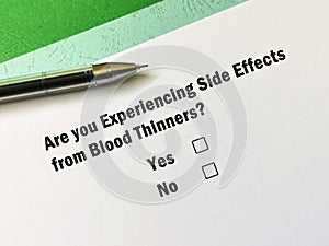 Questionnaire about side effects