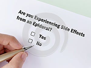 Questionnaire about side effects