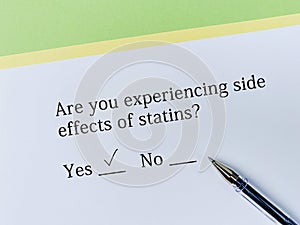 Questionnaire about side effects