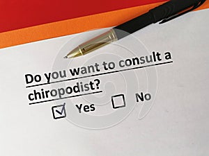 Questionnaire about specialist