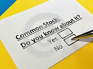 Questionnaire about stock investment