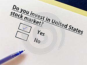 Questionnaire about stock market
