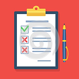 Questionnaire, survey, clipboard,form, task list. Checklist wi