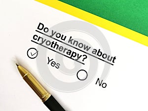 Questionnaire about therapy