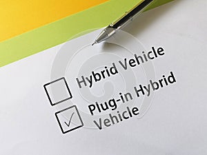 Questionnaire about vehicles