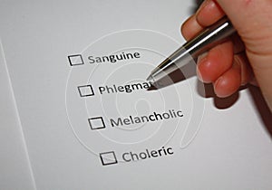 Questionnaire. What kind of person are you? Sanguine, phlegmatic, melancholic or choleric