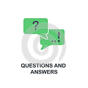 Questions And Answers flat icon. Monochrome style design from online education icon collection. UI and UX. Pixel perfect flat ques