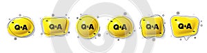 Questions and answers icon. Answer question sign. Speech bubble 3d icons set. Vector