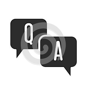 Questions and answers icon with speech bubble and q and a letters. Vector minimal trendy thin line illustration for frequently ask
