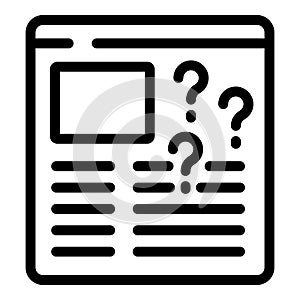 Questions and answers page icon outline vector. FAQ guidance