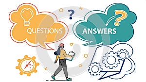 Questions answers speech bubble, FAQ icon vector design Generative AI