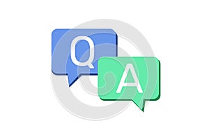 Questions and answers speech bubble icon. Q and A Sign on white background. Design element for website and mobile apps. Vector