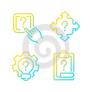 Questions and answers in technical support gradient linear vector icons set