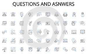 Questions and asnwers line icons collection. Fitness, Workout, Pliability, Sweat, Flexibility, Muscles, Endurance vector