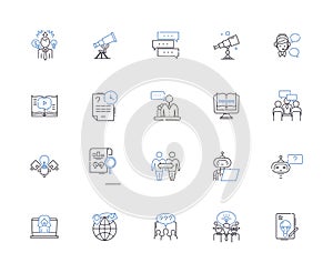Questions and asnwers outline icons collection. Questions, Answers, Queries, Replies, Quizzes, Puzzles, Polls vector and photo