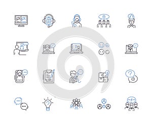 Questions and asnwers outline icons collection. Questions, Answers, Queries, Replies, Quizzes, Puzzles, Polls vector and photo