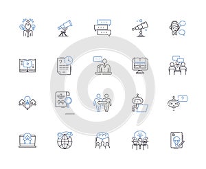 Questions and asnwers outline icons collection. Questions, Answers, Queries, Replies, Quizzes, Puzzles, Polls vector and