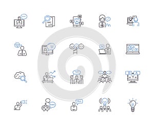 Questions and asnwers outline icons collection. Questions, Answers, Queries, Replies, Quizzes, Puzzles, Polls vector and