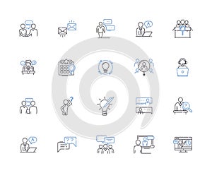 Questions and asnwers outline icons collection. Questions, Answers, Queries, Replies, Quizzes, Puzzles, Polls vector and