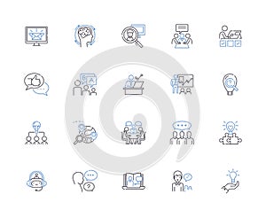 Questions and asnwers outline icons collection. Questions, Answers, Queries, Replies, Quizzes, Puzzles, Polls vector and