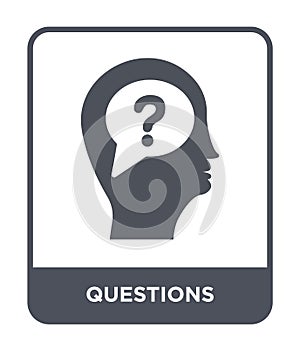 questions icon in trendy design style. questions icon isolated on white background. questions vector icon simple and modern flat