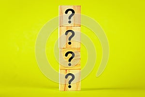 ? Questions Mark word in wooden cube block