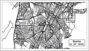 Quetta Pakistan City Map in Retro Style in Black and White Color. Outline Map photo