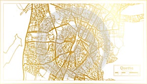 Quetta Pakistan City Map in Retro Style in Golden Color. Outline Map photo