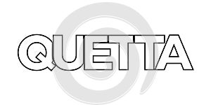 Quetta in the Pakistan emblem. The design features a geometric style, vector illustration with bold typography in a modern font. photo