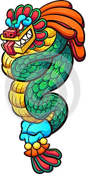 Quetzalcoatl feathered serpent god cartoon photo