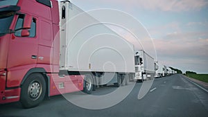 Queue at the border of trucks.