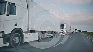 Queue at the border of trucks.