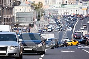 Queue of cars on the turn