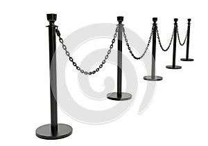 Queue stanchion posts isolated on transparent background