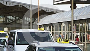 The queue of taxis outside the airport