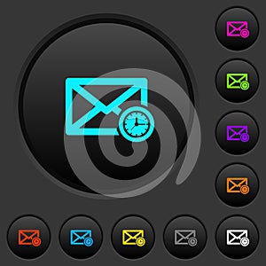 Queued mail dark push buttons with color icons photo