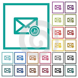 Queued mail flat color icons with quadrant frames photo