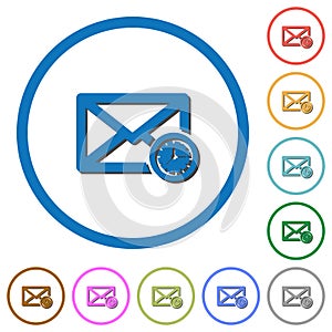 Queued mail icons with shadows and outlines photo