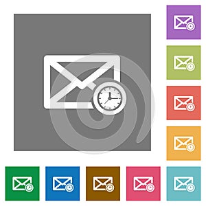 Queued mail square flat icons photo