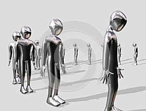 Queueing aluminium Man